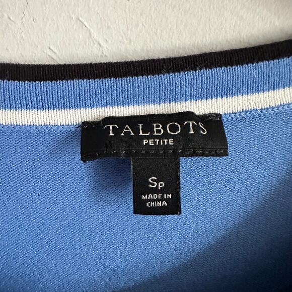 Talbots Blue & Black Tipped Charming Cardigan - Picture 4 of 7